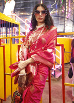 Beautiful Hot Pink Handloom Weaving Silk Saree - Emponline | Grocsy