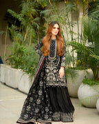 Teeya Creation Black Faux georgette Designer heavy work Wedding Wear Palazzo pair | Grocsy