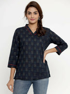 Miravan Women's Blue Printed Indigo Kurti | Grocsy
