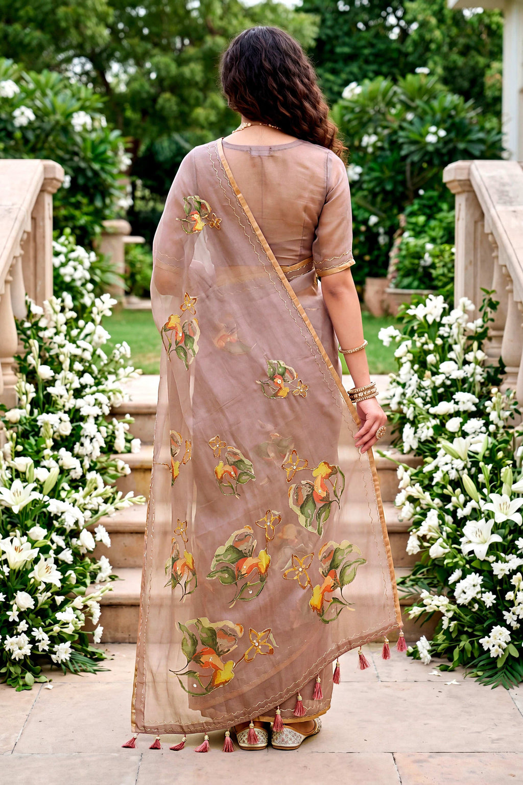Sangam Prints Purple Cotton Print With Aari Work Woven Work Traditional Saree | Grocsy