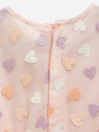 Ahalyaa Pink Net Glitter Print kids Dress For Girls | Grocsy
