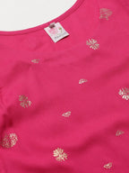 Ahalyaa Women Pink & Golden Printed Top | Grocsy
