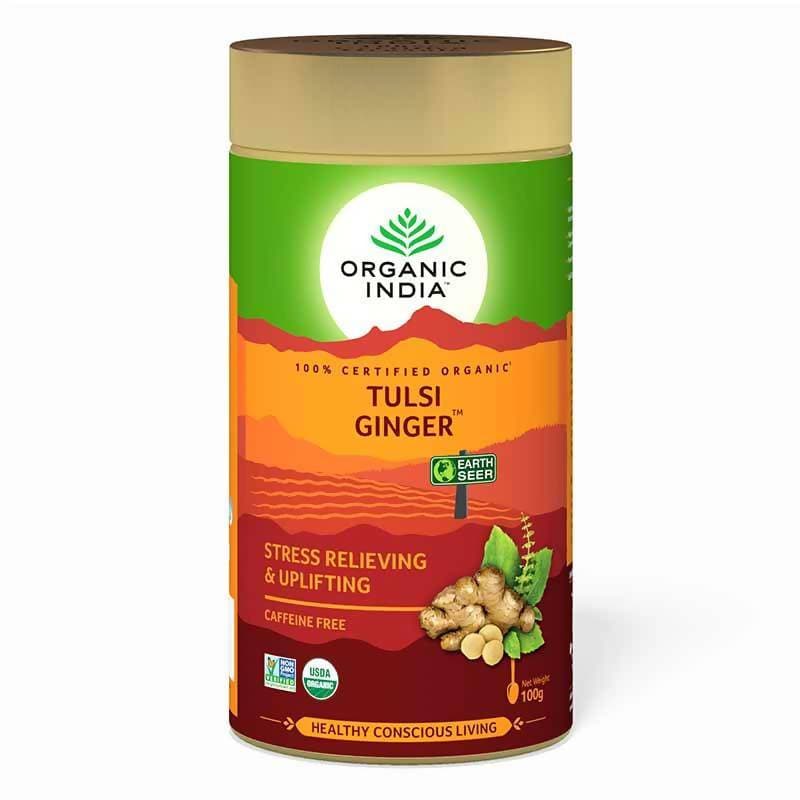Organic India Tulsi Ginger Tea Tin | Grocsy