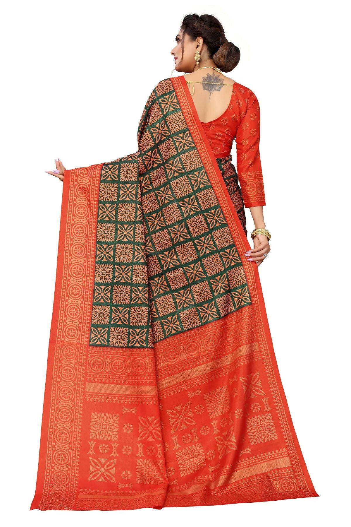 Vamika Red Printed Art Silk Saree | Grocsy