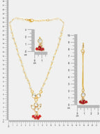 Ruby Raang Maang Tikka With Necklace And Earrings Set | Grocsy