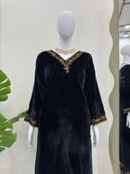 Prazu Fashion Black Viscose Velvet Thread Sequence Salwar Suit | Grocsy