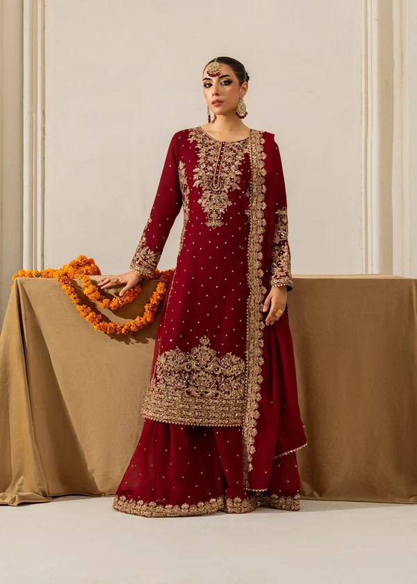 Lehenga Mart Designer Plazzo Suit For Women-Maroon | Grocsy