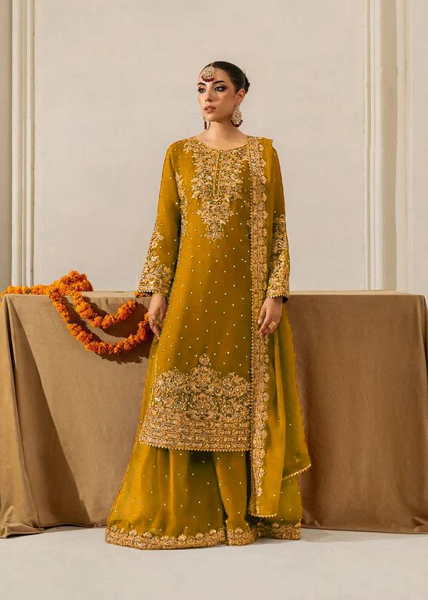 Lehenga Mart Designer Plazzo Suit For Women-Mustard | Grocsy