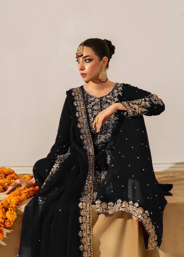 Prazu Fashion Black Georgette Sequin With Rivet Moti Palazzo Suit | Grocsy