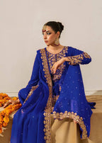 Prazu Fashion Blue Georgette Sequin With Rivet Moti Palazzo Suit | Grocsy