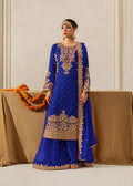 Prazu Fashion Blue Georgette Sequin With Rivet Moti Palazzo Suit | Grocsy