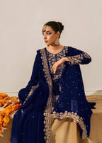 Prazu Fashion Navy Blue Georgette Sequin With Rivet Moti Palazzo Suit | Grocsy