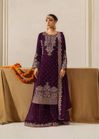 Prazu Fashion Wine Georgette Sequence With Rivet Moti Palazzo Suit | Grocsy