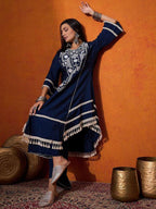 Prazu Fashion Blue Rayon Cotton Thread Real Mirror Palazzo Suit | Grocsy
