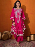 Prazu Fashion Pink Rayon Cotton Thread Real Mirror Palazzo Suit | Grocsy