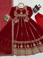 Prazu Fashion Maroon Georgette Thread Sequin Anarkali Suit | Grocsy