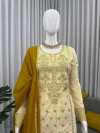 Prazu Fashion Off White Crepe Thread Sequin Sharara Suit | Grocsy
