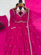 Prazu Fashion Pink Georgette Thread Sequin Anarkali Suit | Grocsy