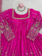 Prazu Fashion Pink Georgette Thread Sequin Lehenga Style Suit | Grocsy