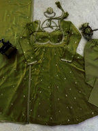 Prazu Fashion Mehendi Fendy Silk Thread Sequence Anarkali Suit | Grocsy
