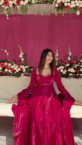 Prazu Fashion Pink Fendy Silk Thread Sequence Anarkali Suit | Grocsy
