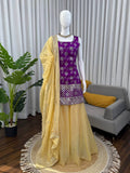 Prazu Fashion Purple Jacquard Thread With Sequence Designer Palazzo Suit | Grocsy