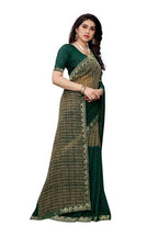Vamika Green Georgette Lace Work Saree (Prachi Green) | Grocsy