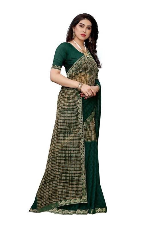 Vamika Green Georgette Lace Work Saree (Prachi Green) | Grocsy