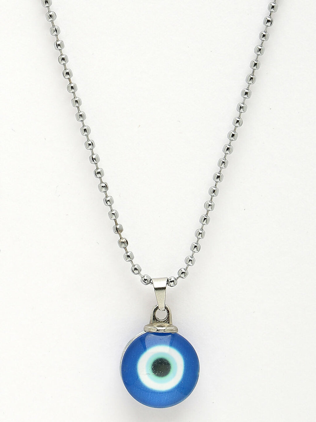 NVR Unisex Evil Eye Silver-Plated Stainless Steel Pendant with Chain | Grocsy