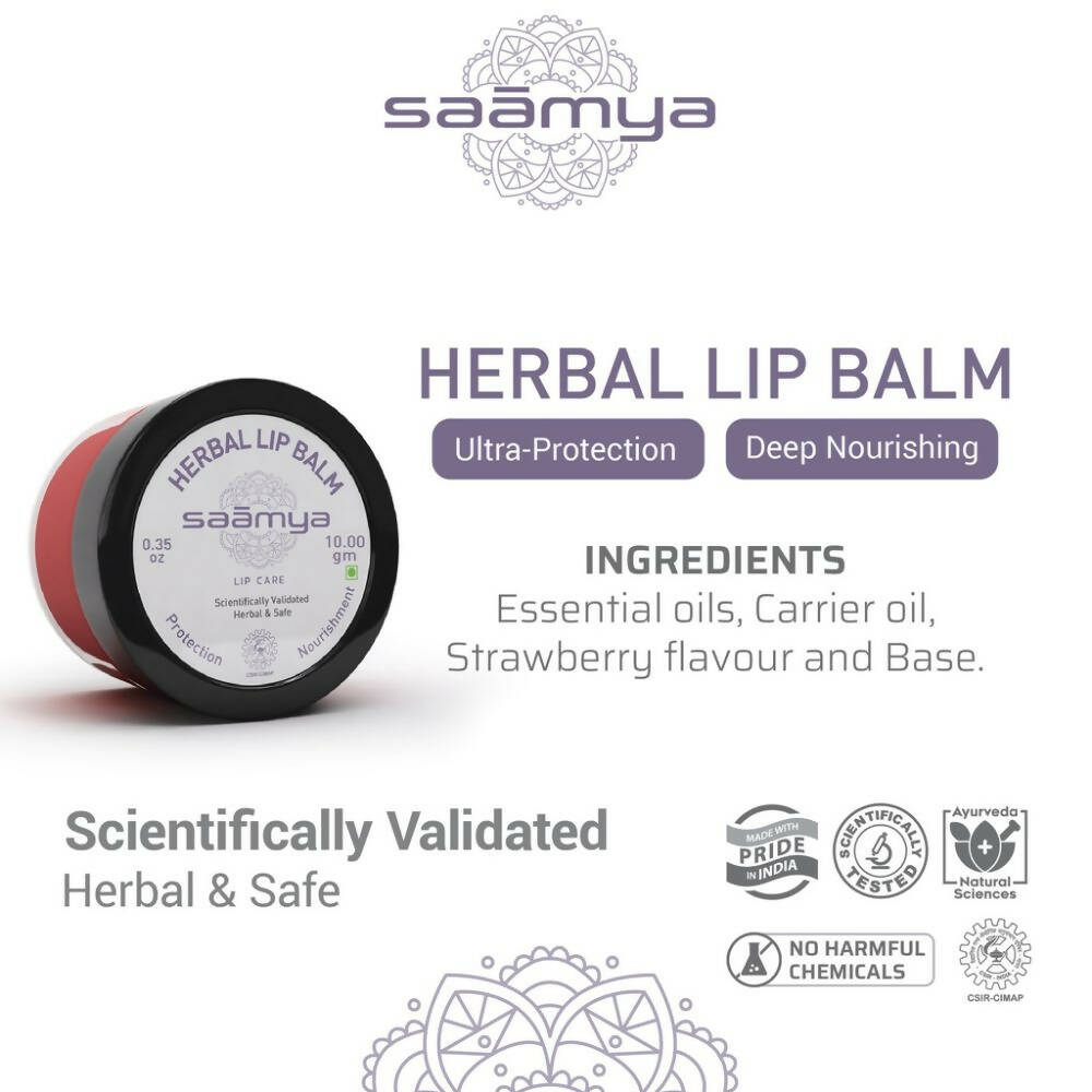 Saamya Deep Nurture Herbal Lip Balm - Strawberry | Grocsy