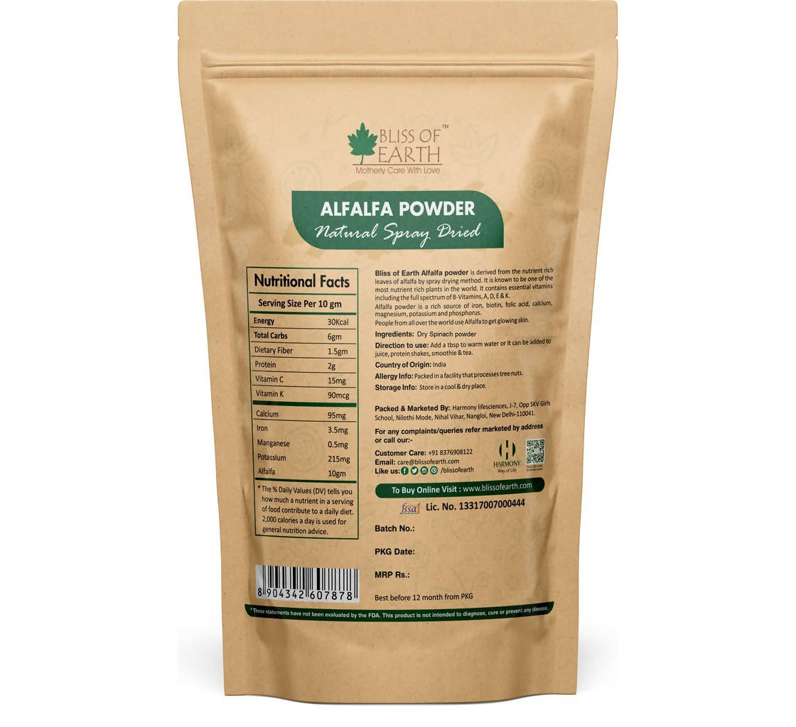 Bliss of Earth Alfalfa Powder | Grocsy