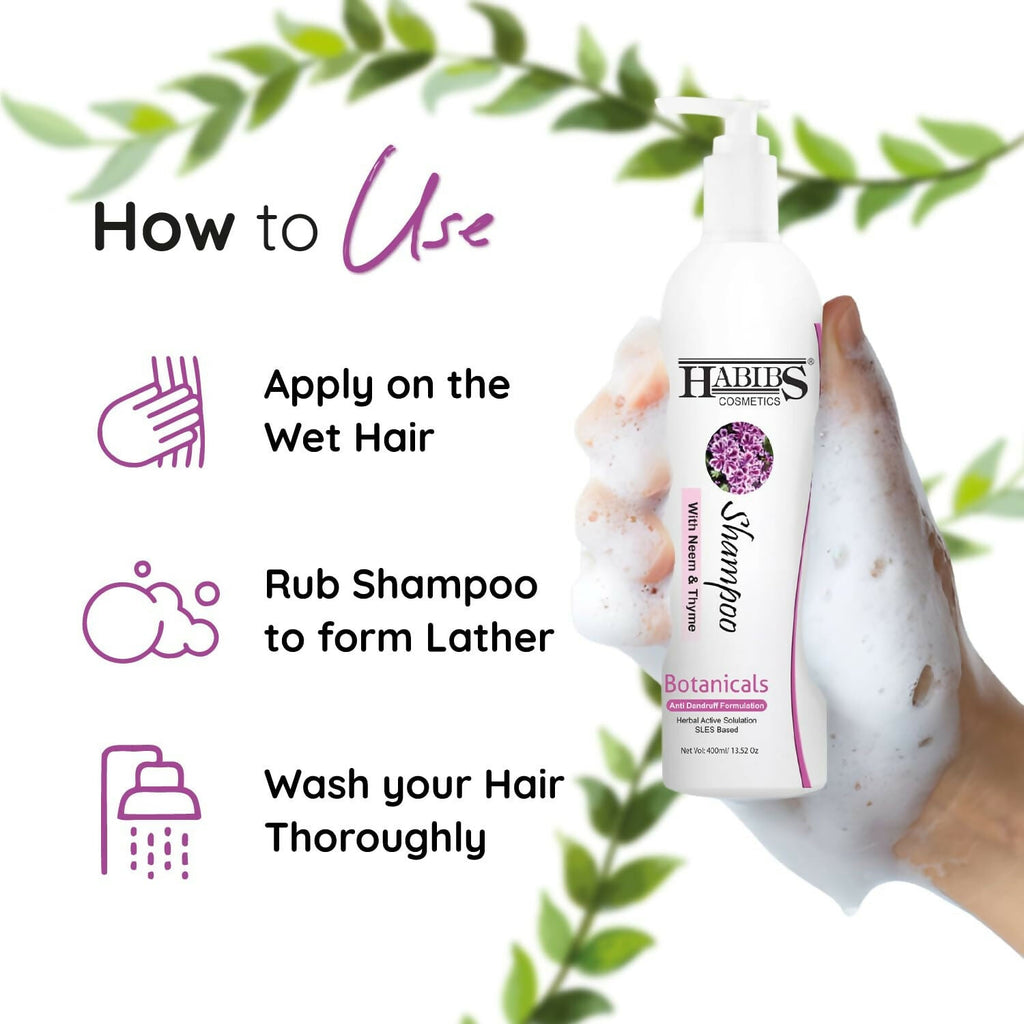 Habibs Professional Anti-Dandruff Shampoo Reduction In Flaking, Itching, & Dry Scalp With Neem Tulsi & Thyme Sulphate | Grocsy