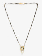 Gold-Polished Black Beaded White Kundan Studded Mangalsutra - Ruby Raang | Grocsy