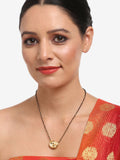Gold-Polished Black Beaded Kundan Mangalsutra - Ruby Raang | Grocsy