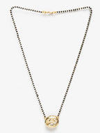Gold-Polished Black Beaded Kundan Mangalsutra - Ruby Raang | Grocsy