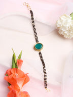 Black Gold-Polished Kundan Mangalsutra Bracelet - Ruby Raang