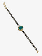 Black Gold-Polished Kundan Mangalsutra Bracelet - Ruby Raang