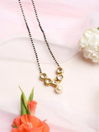 Black White Kundan Studded Mangalsutra - Ruby Raang | Grocsy