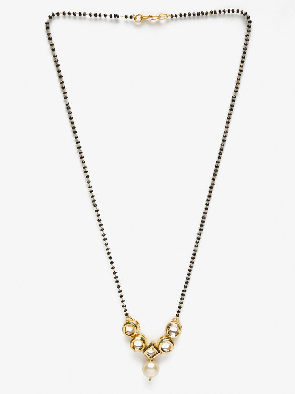 Black White Kundan Studded Mangalsutra - Ruby Raang | Grocsy