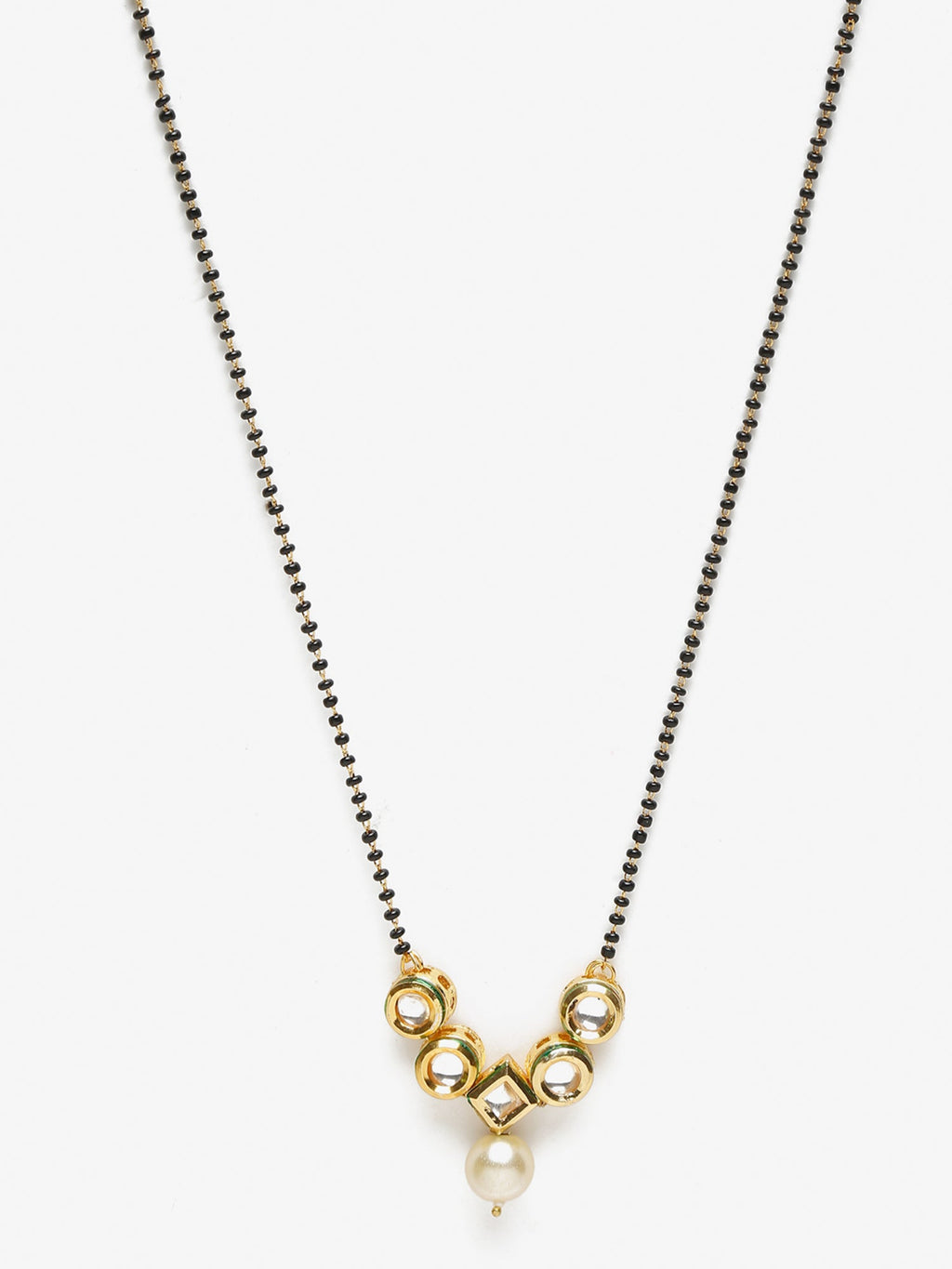 Black White Kundan Studded Mangalsutra - Ruby Raang | Grocsy