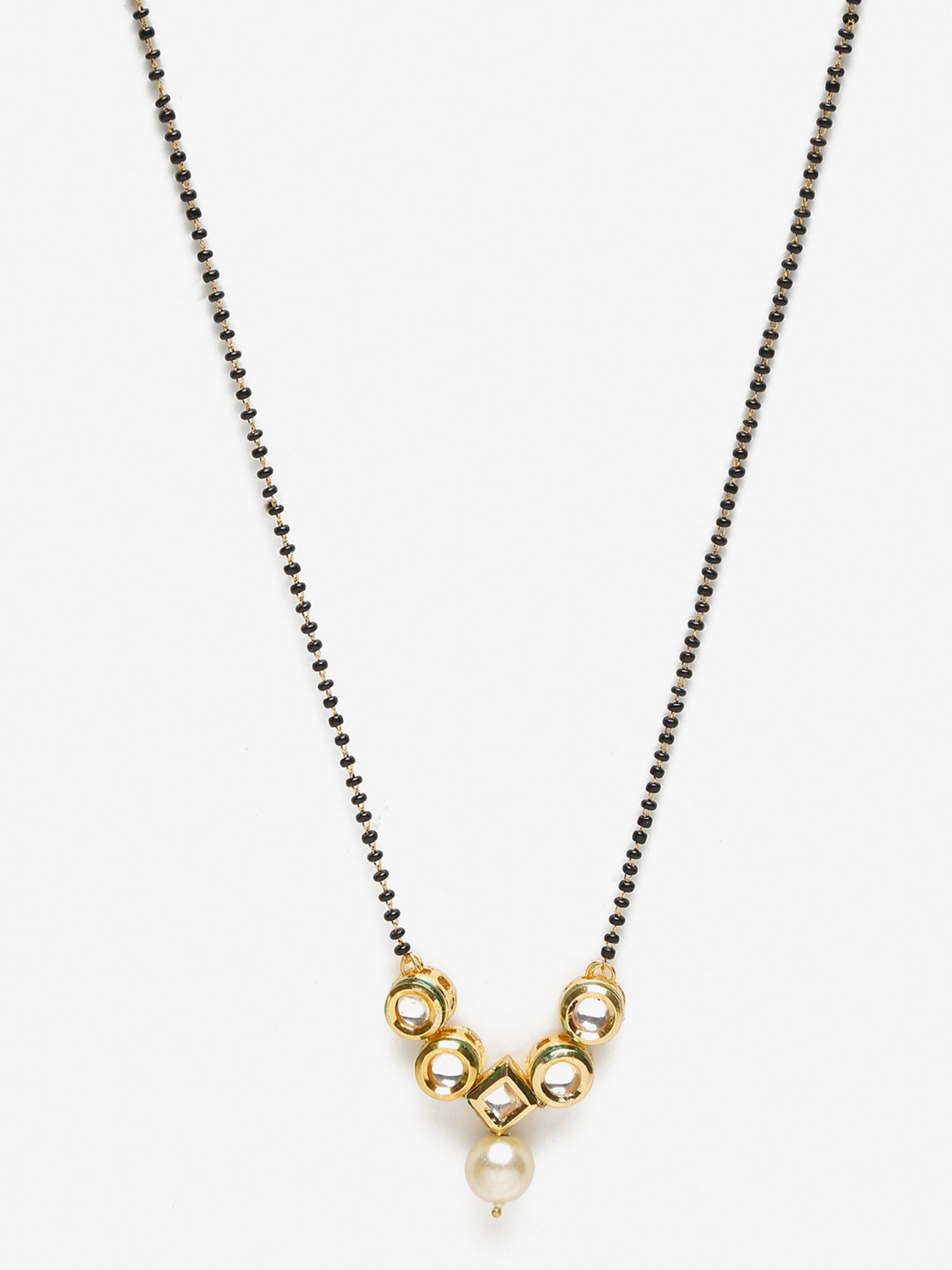 Black White Kundan Studded Mangalsutra - Ruby Raang | Grocsy