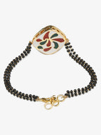 Women's Black Gold-Polished Kundan Mangalsutra Bracelet - Ruby Raang