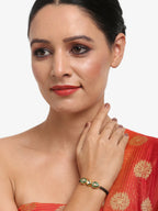 Black Gold-Polished Kundan Bracelet Mangalsutra - Ruby Raang | Grocsy