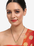 Black Gold-Toned Kundan Mangalsutra With Studs - Ruby Raang | Grocsy