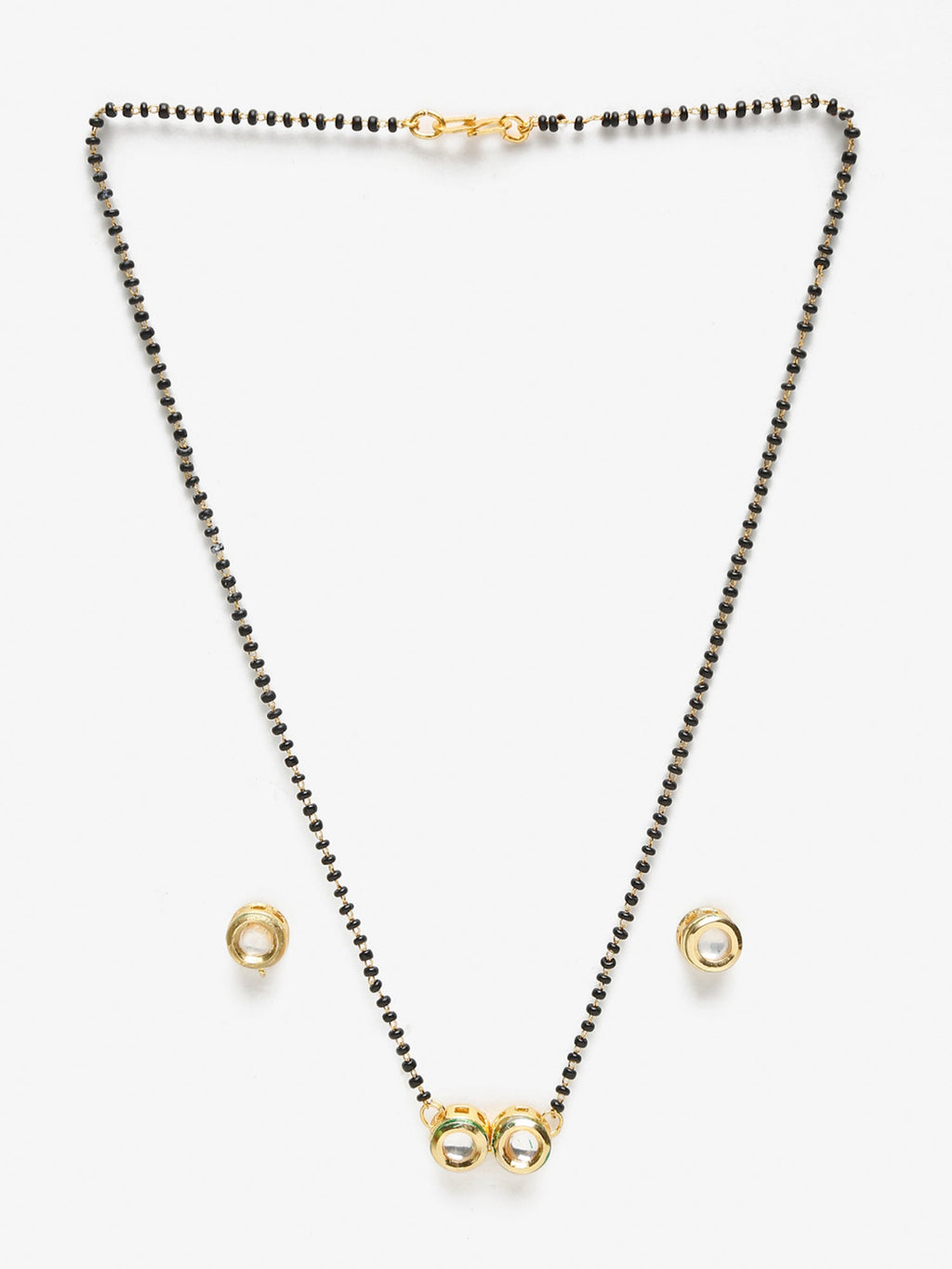 Black Gold-Toned Kundan Mangalsutra With Studs - Ruby Raang | Grocsy