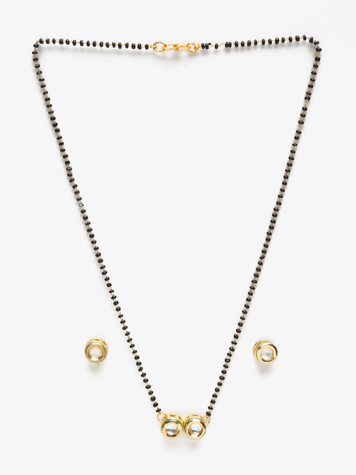 Black Gold-Toned Kundan Mangalsutra With Studs - Ruby Raang | Grocsy