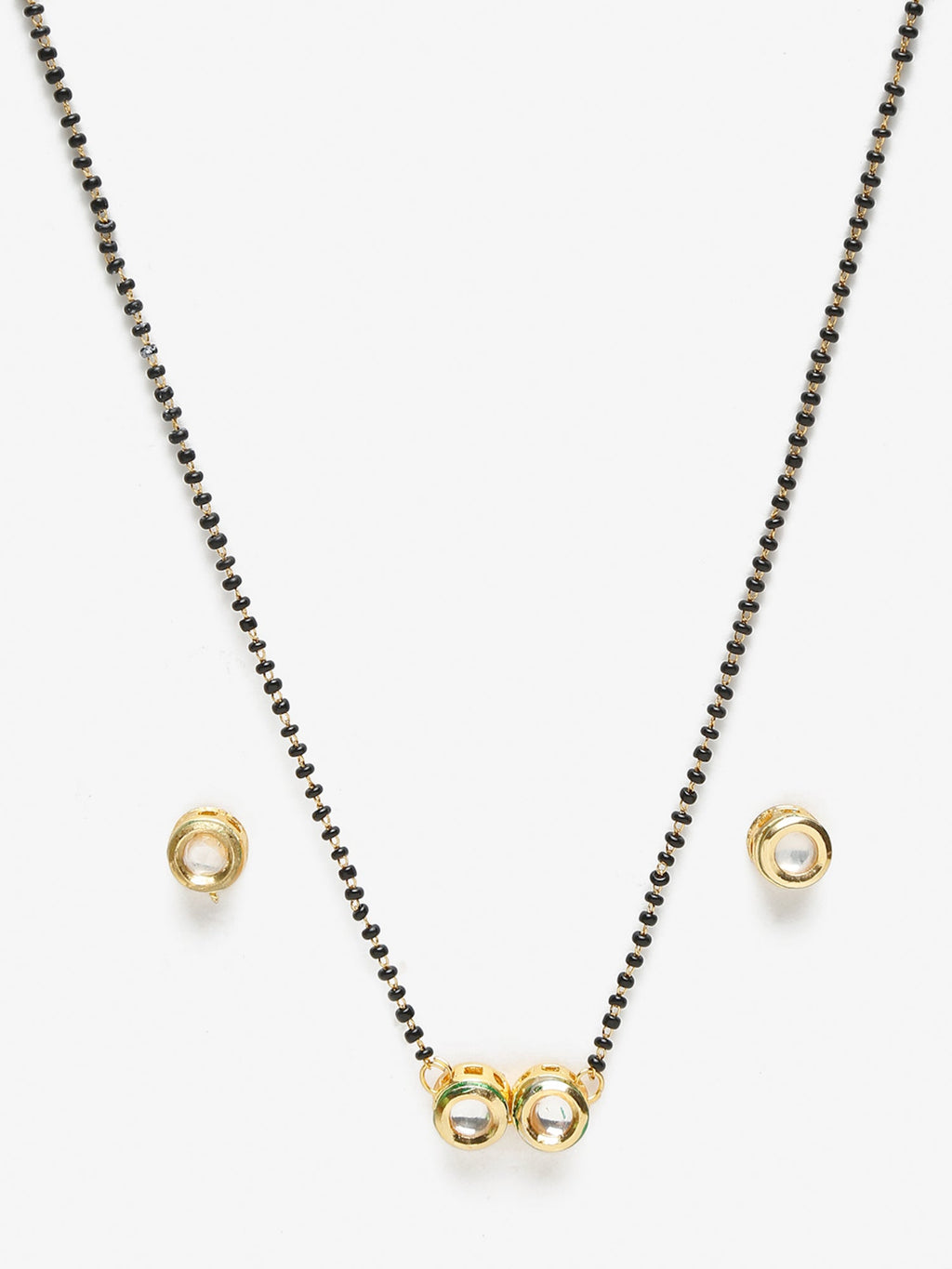Black Gold-Toned Kundan Mangalsutra With Studs - Ruby Raang | Grocsy
