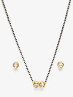 Black Gold-Toned Kundan Mangalsutra With Studs - Ruby Raang | Grocsy