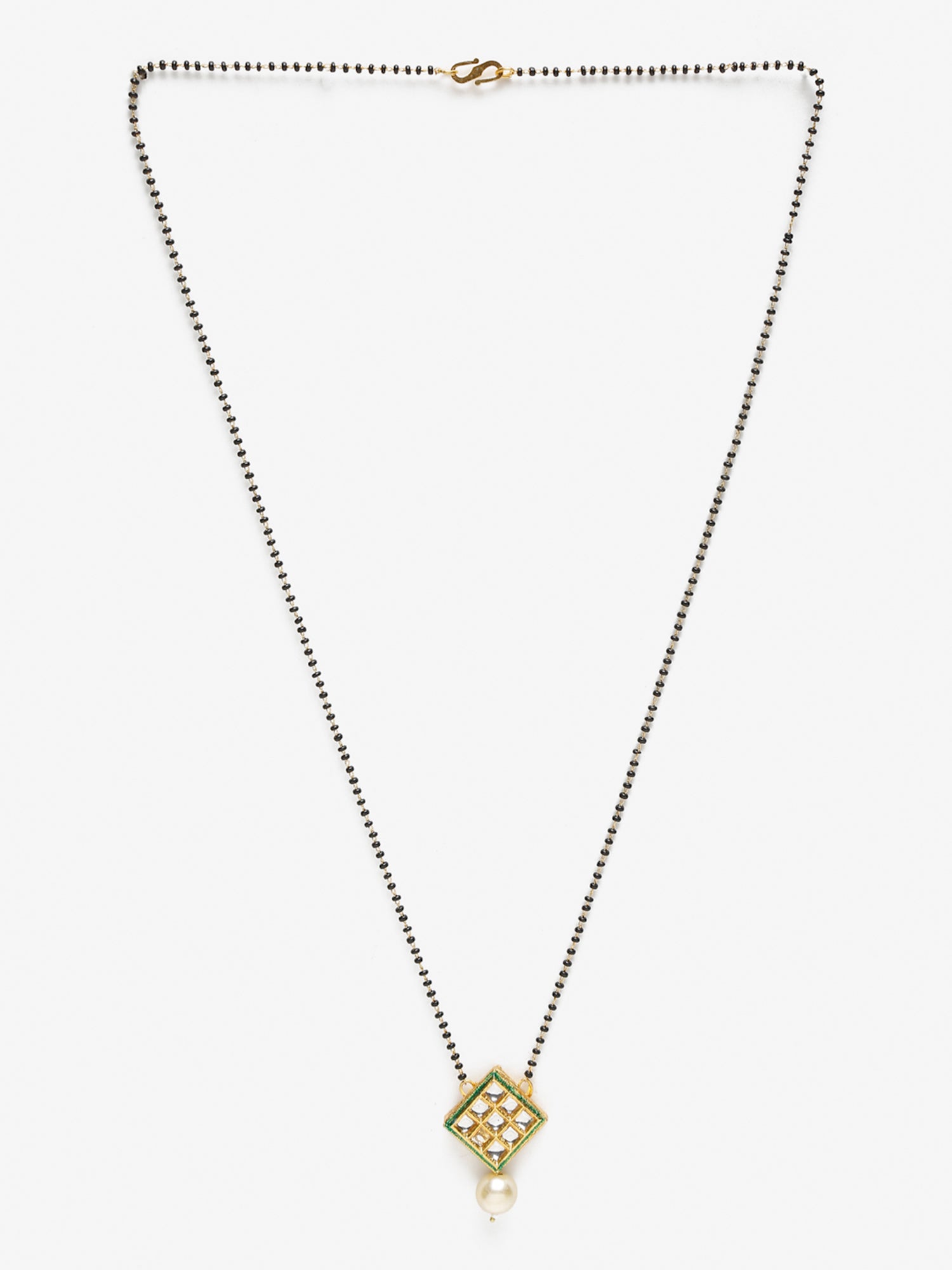 Women's Gold-Polished Black Beaded Mangalsutra - Ruby Raang | Grocsy