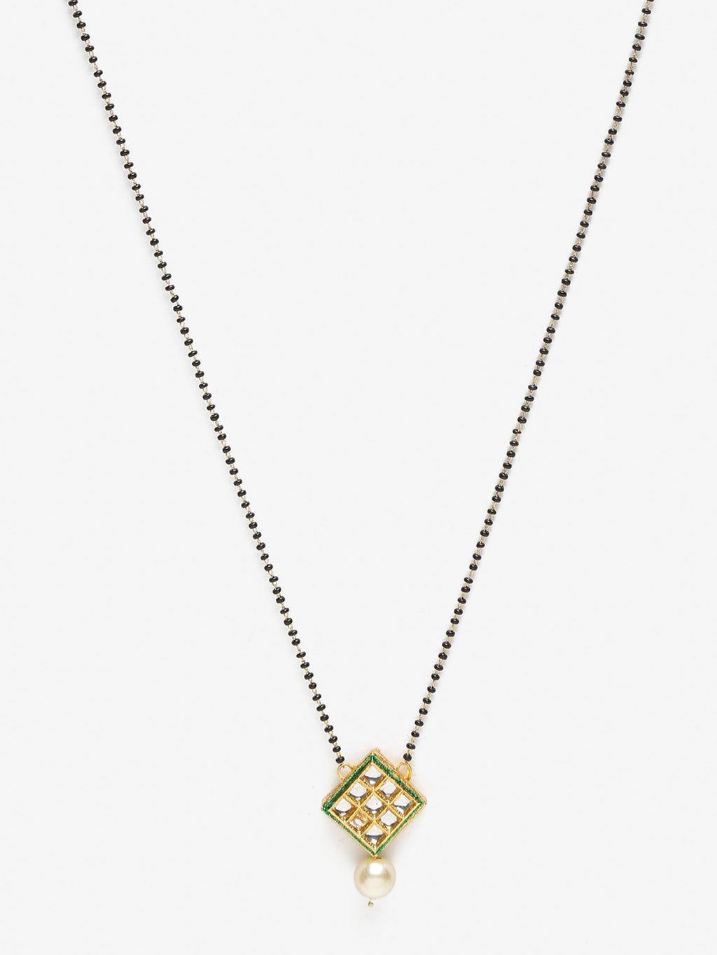 Women's Gold-Polished Black Beaded Mangalsutra - Ruby Raang | Grocsy